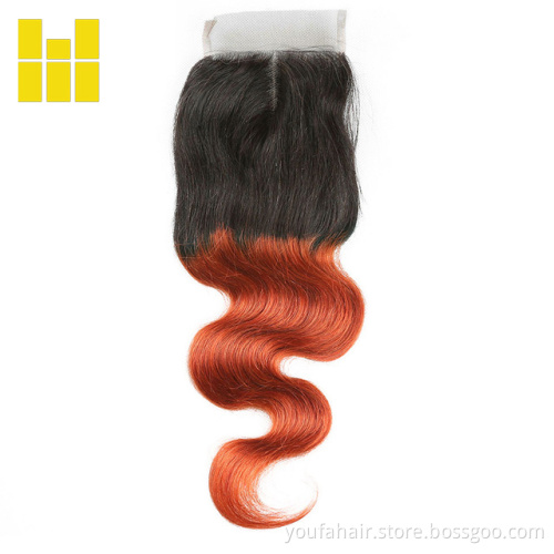 Ombre Pre Colored Brazilian Body Wave Curly 4x4 Lace Frontal Closure, 100% Human Virgin Hair Bundles 1b/blue Swiss Lace Closures